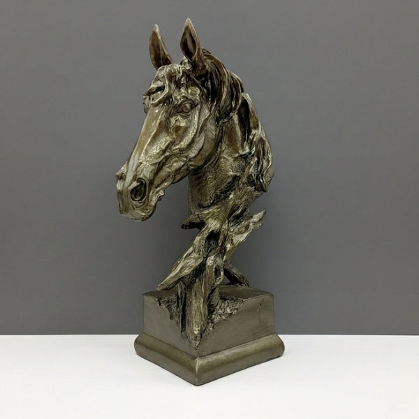 Antique Bronze & Silver Windswept Horse Head Sculpture