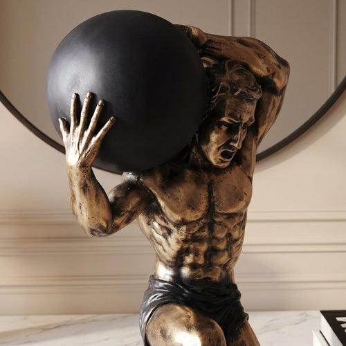 Atlas Man Sculpture Antique Gold