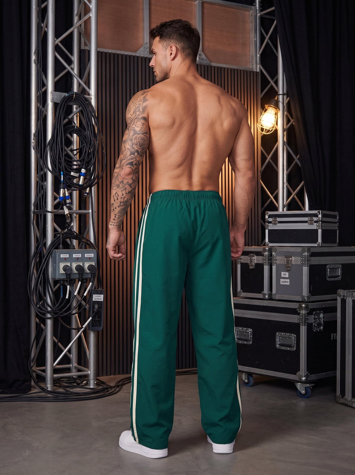 Men’s Green Sports Trouser – Side Stripe
