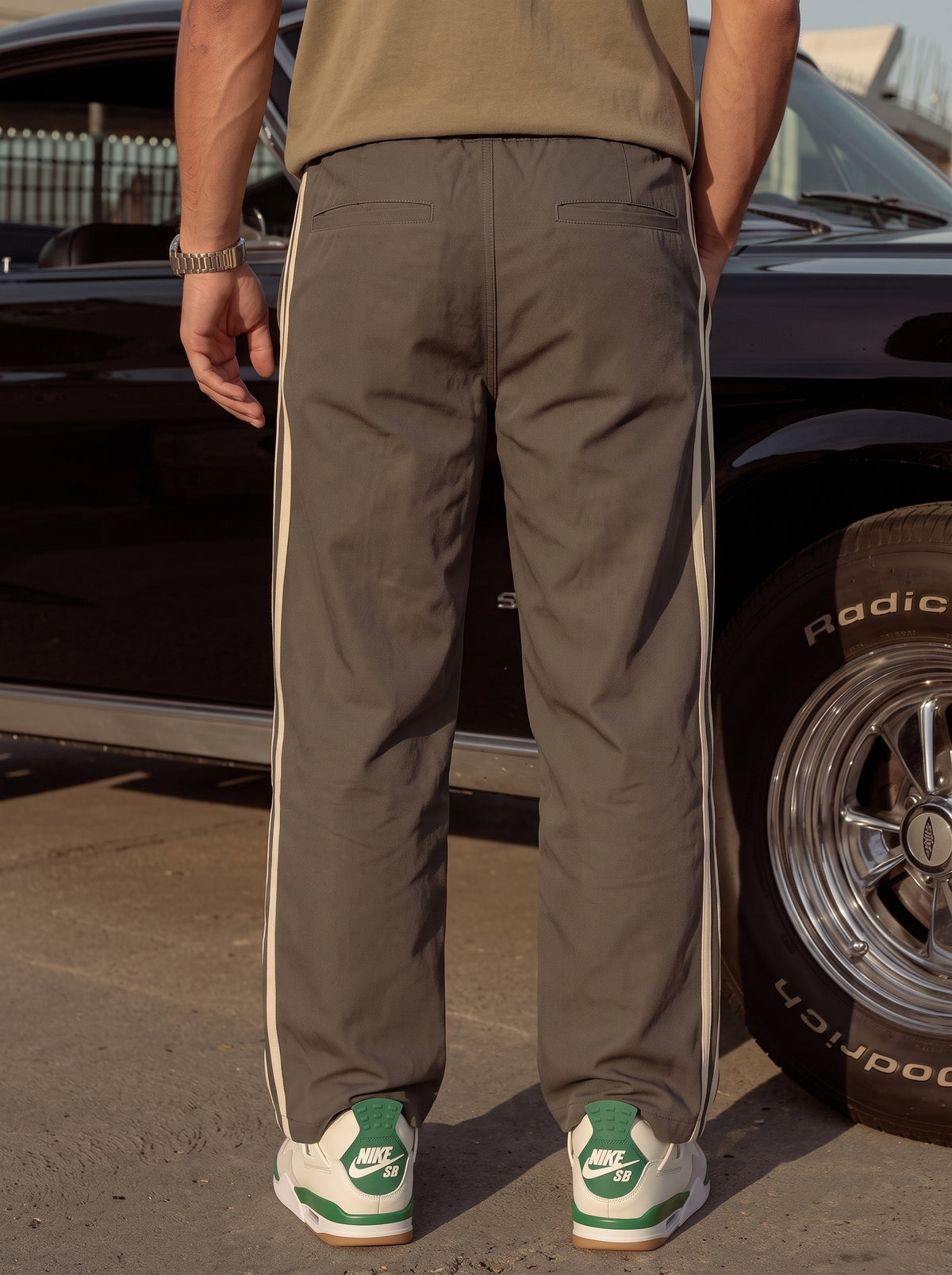 Men’s light brown Sports Trouser – Side Stripe