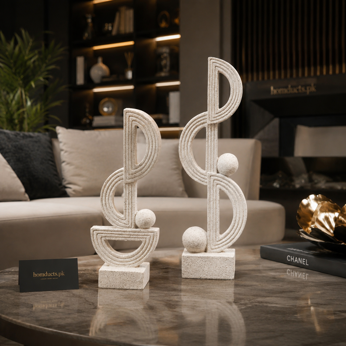 Modern Abstract Resin Sculpture Set – Luxury Geometric Home Décor Showpiece (Small & Large Sizes Available)