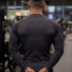 Men's Charcoal Gray Compression Gym Shirt – Long Sleeve Athletic Workout Top