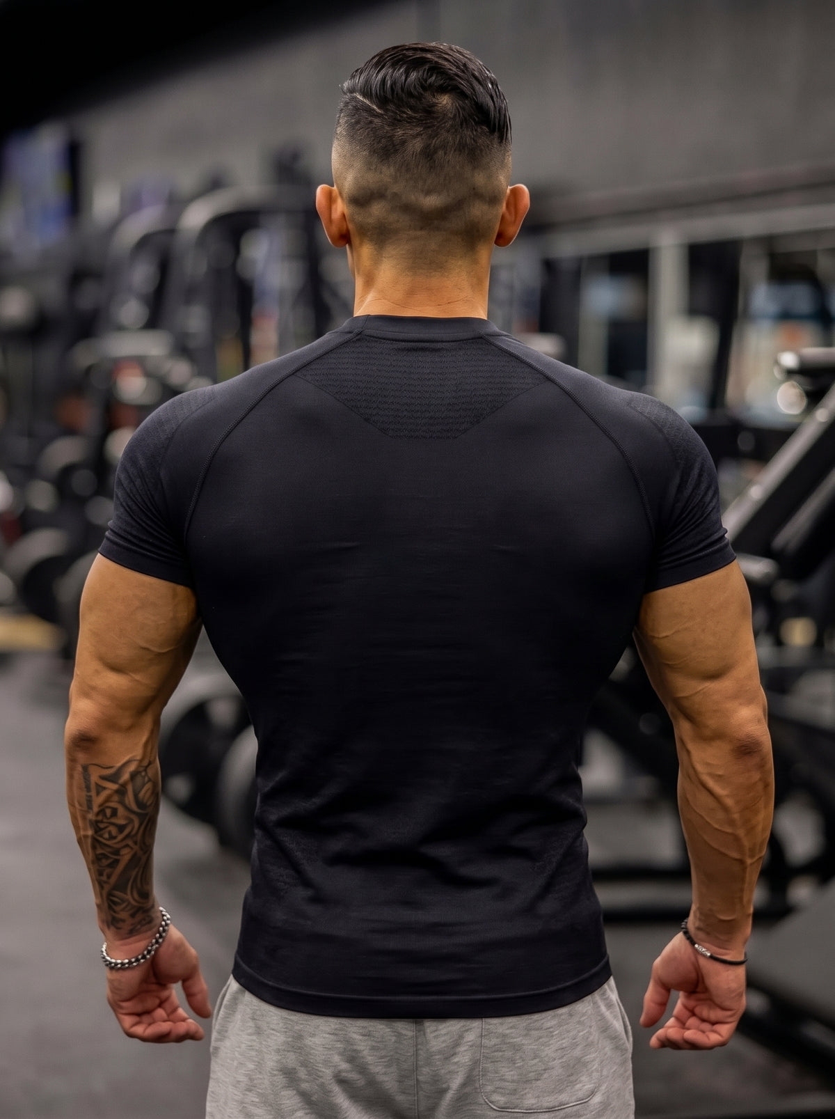 Men's Black Graphic Gym T-Shirt – Short Sleeve Athletic Workout Top