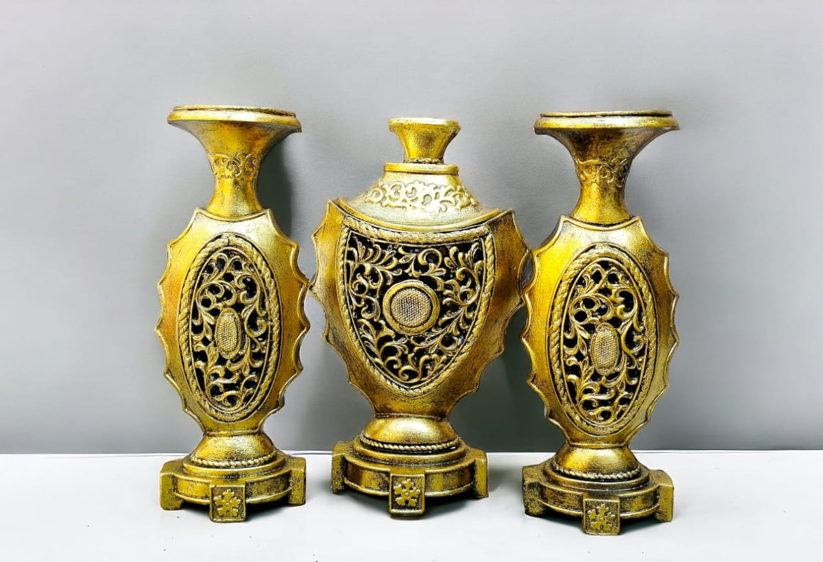 Gold-toned decorative jar set