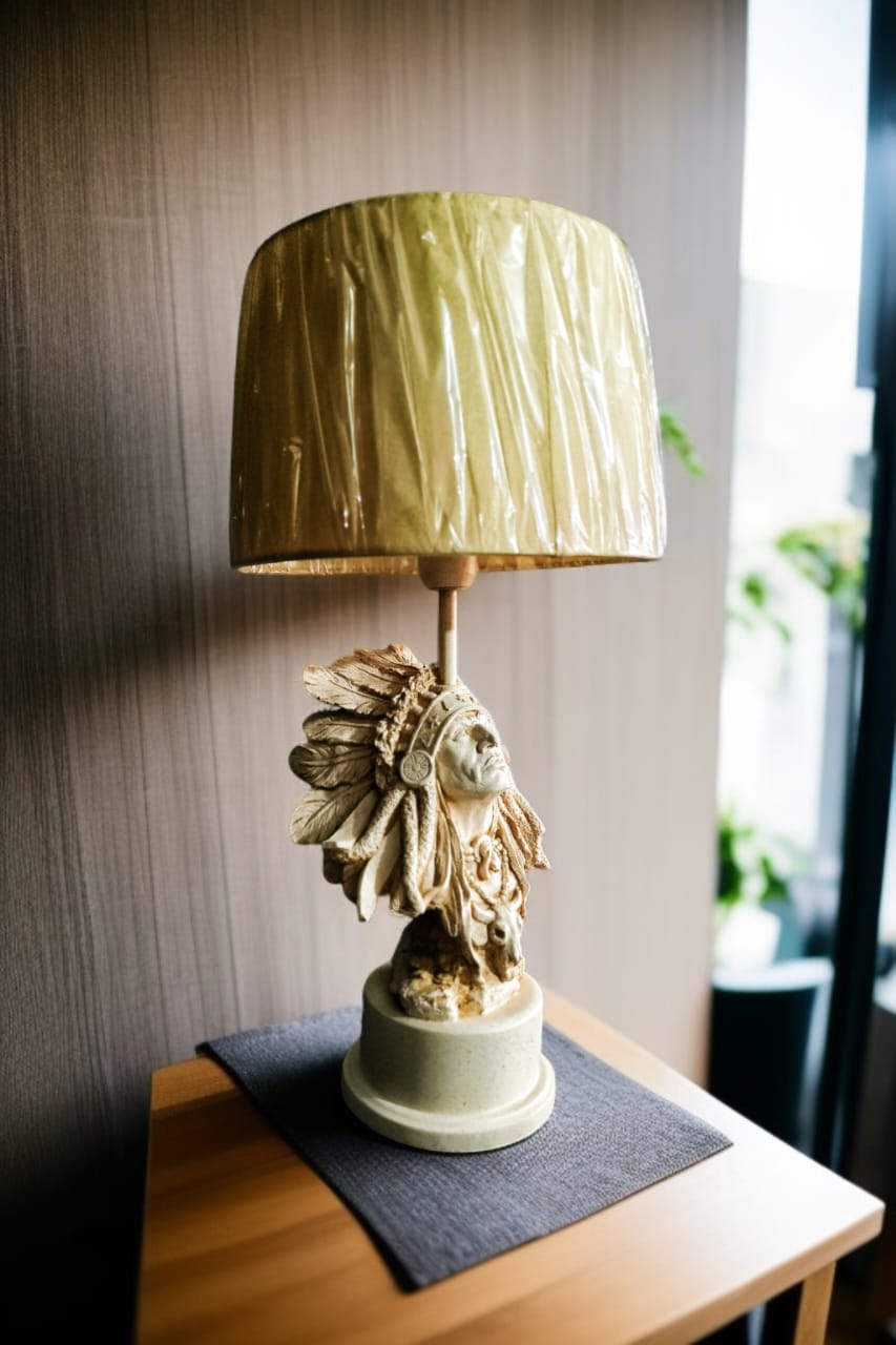 Native American Chief Bust Table Lamp