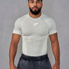 Men’s White Performance Compression Gym Shirt – Short Sleeve