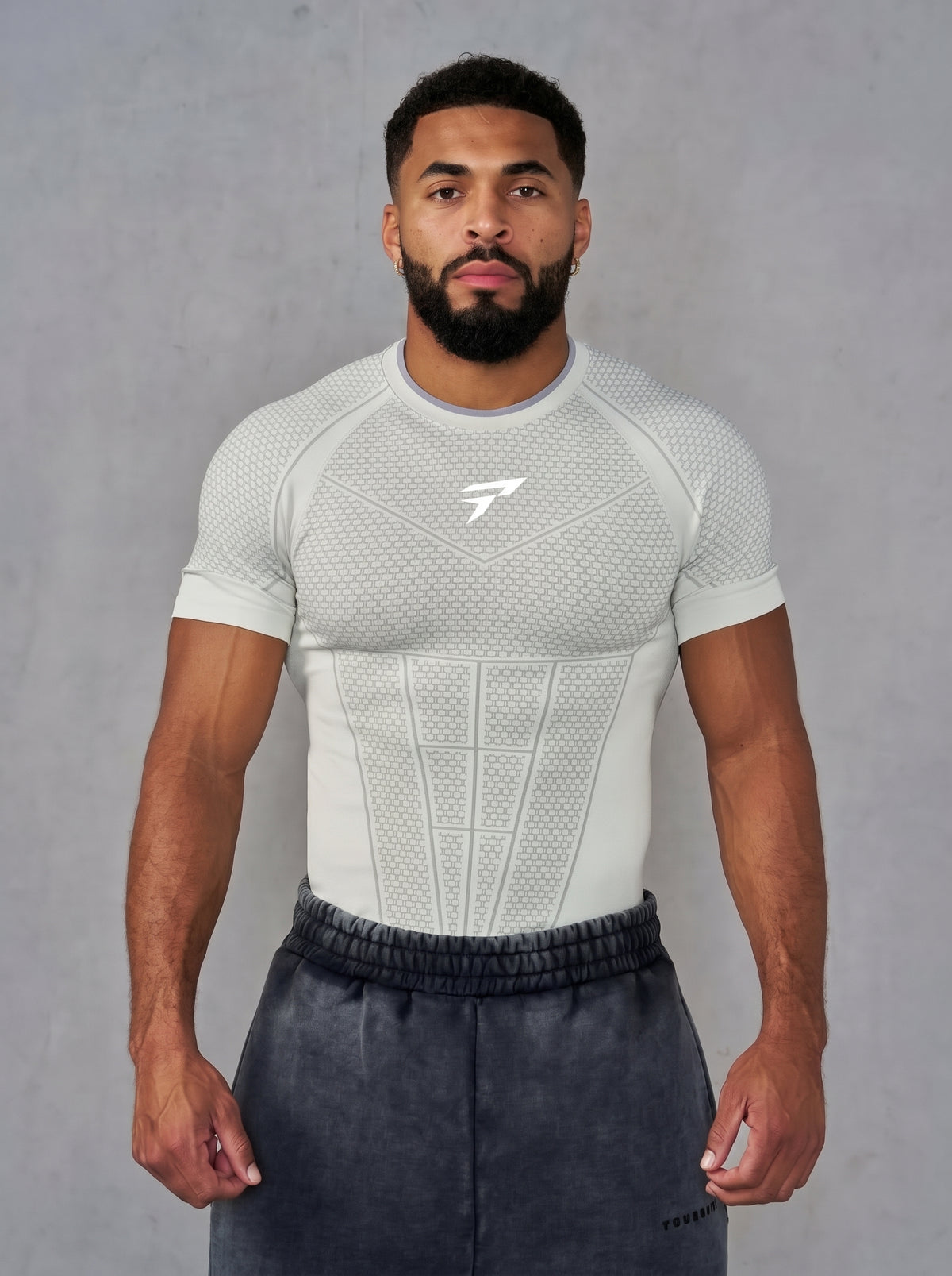 Men’s White Performance Compression Gym Shirt – Short Sleeve