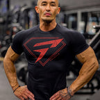 Men's Black Graphic Gym T-Shirt – Short Sleeve Athletic Workout Top