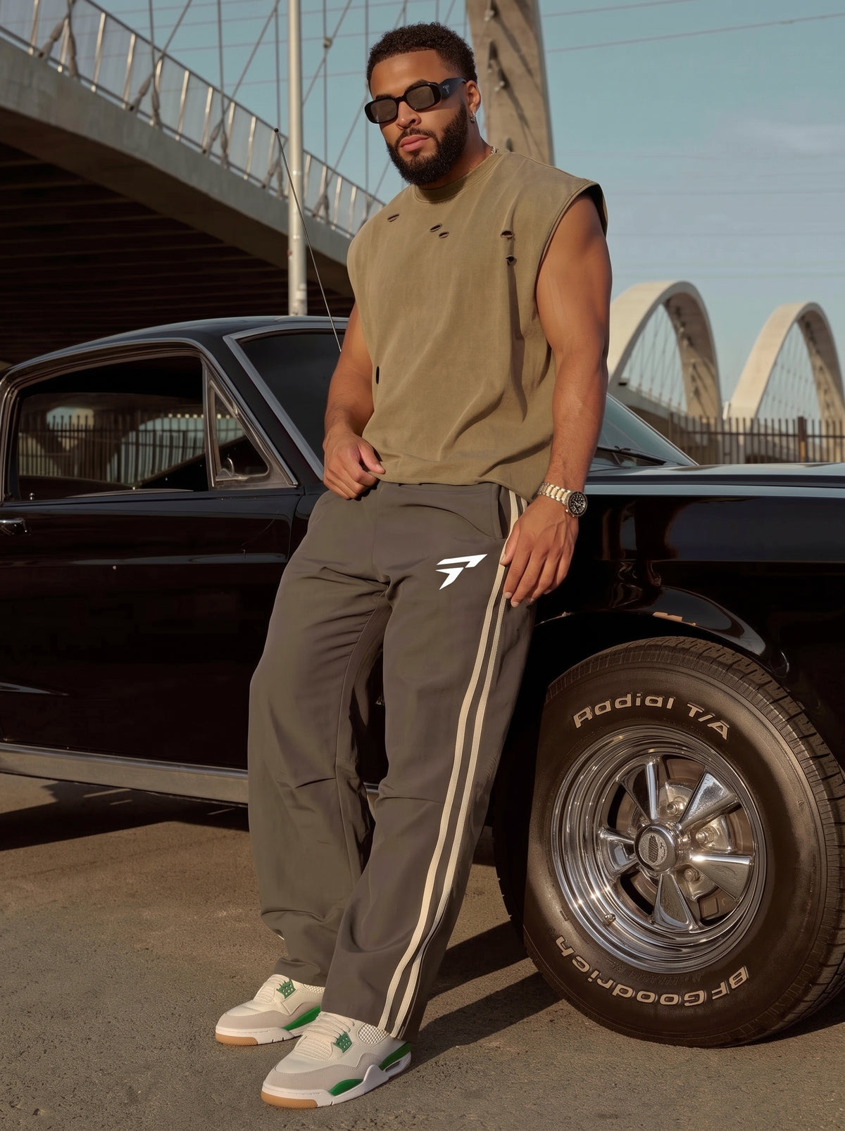 Men’s light brown Sports Trouser – Side Stripe