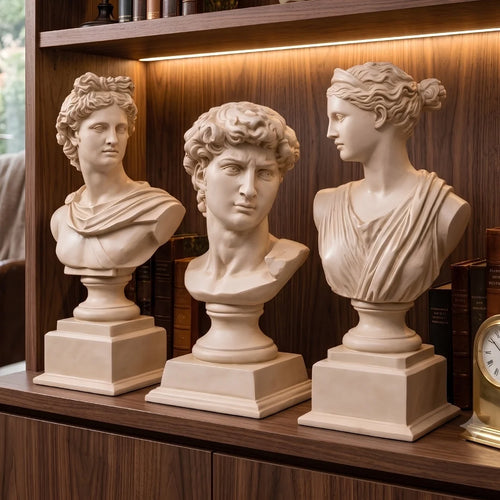 Classical Bust Sculptures Set of 3 Beige